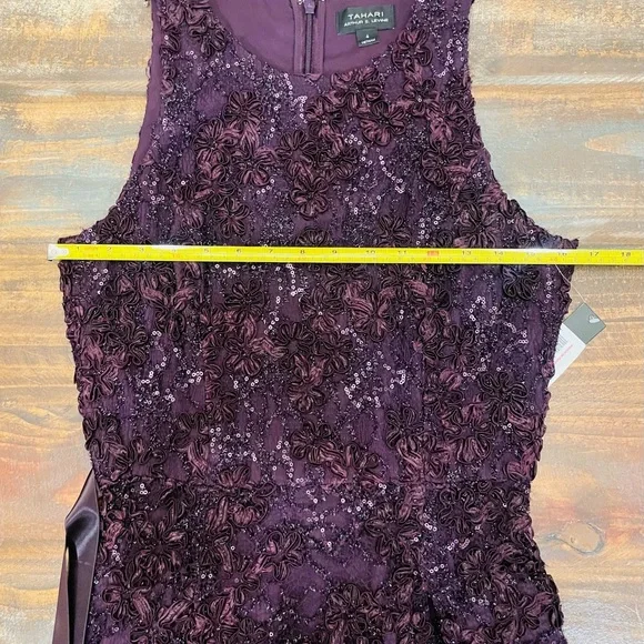 Tahari Deep Purple Lace Prom Dress - Picture 7 of 10